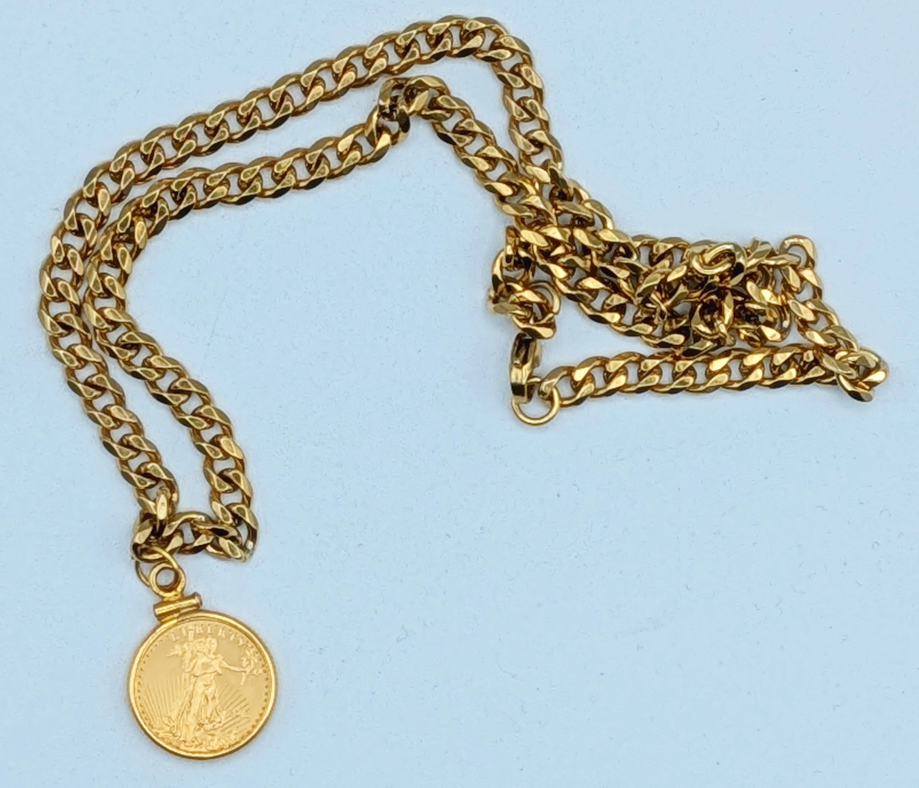 Gold Eagle Necklace - Contains 1/10 Oz. American Eagle Gold Coin